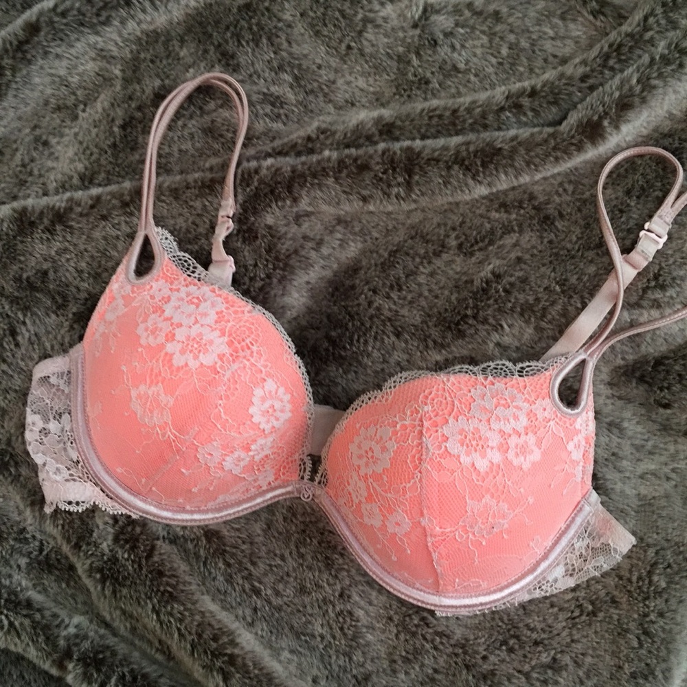 34B VS Gorgeous Orange Lace Push Up Bra